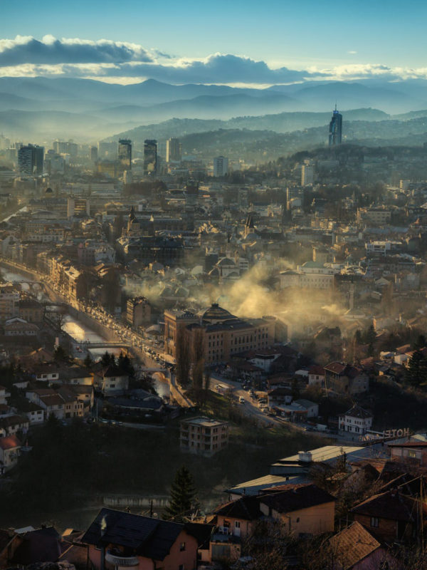 Panoramic view of Sarajevo with historic architecture